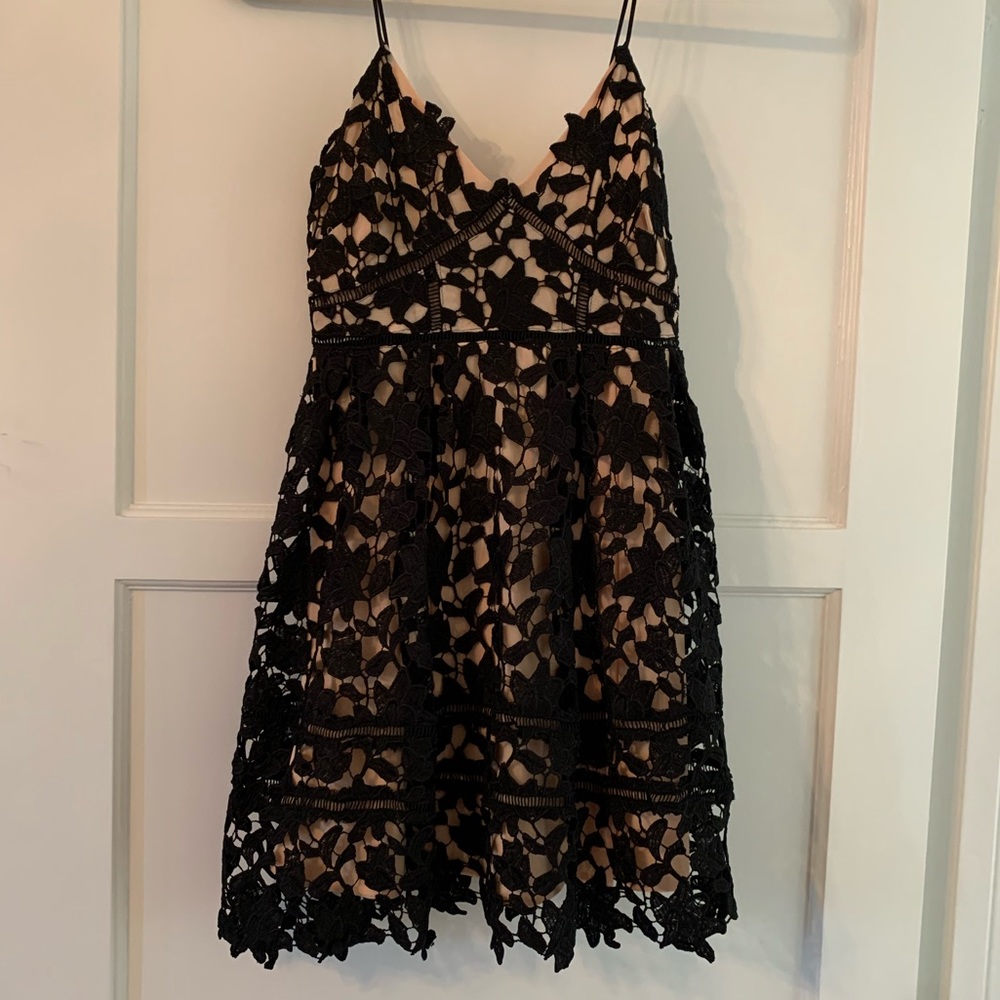 Black lace mini dress